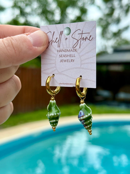 Ceramic Seashell Hoops