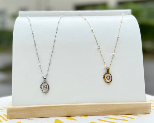The Seaside Initial Necklace - Pearl Chain Edition