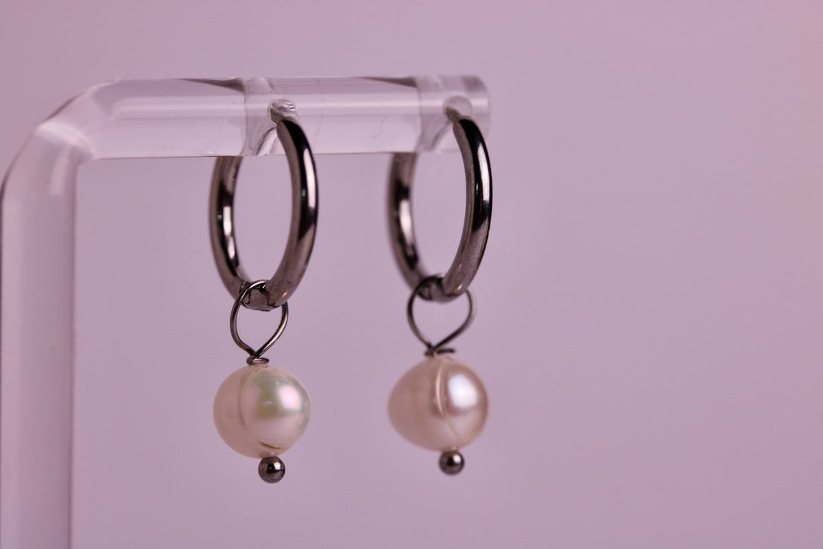 Pearl Drop Hoops