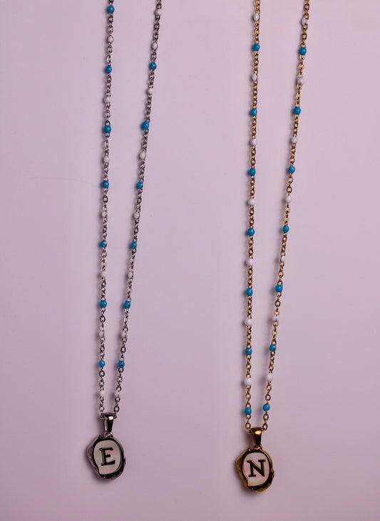 The Seaside Initial Necklace - Indigo Crest Edition