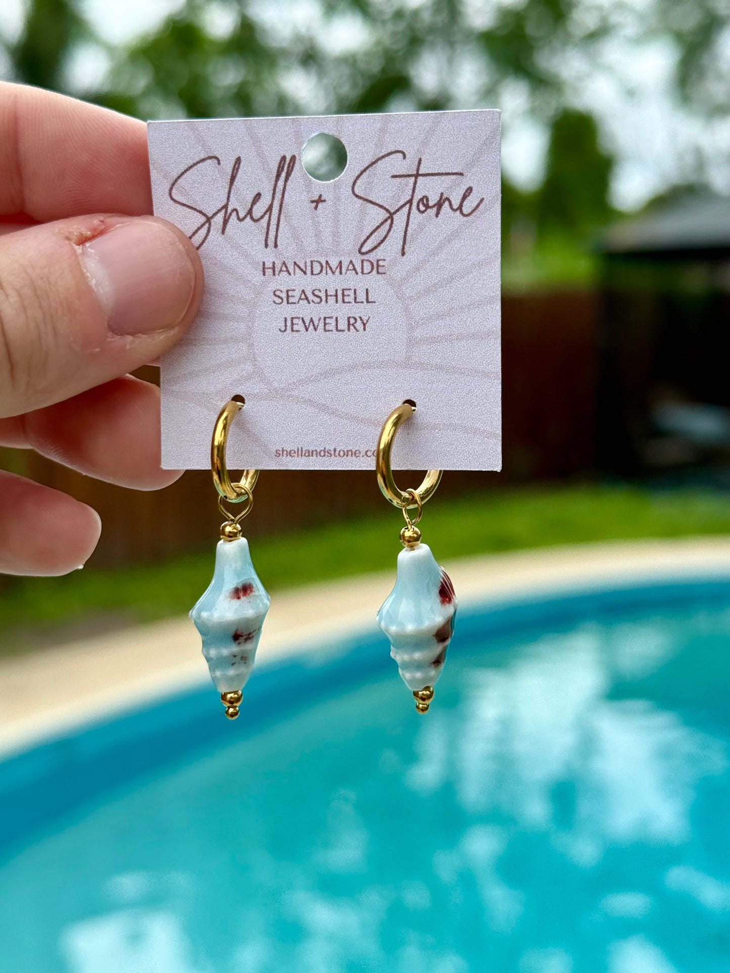 Ceramic Seashell Hoops