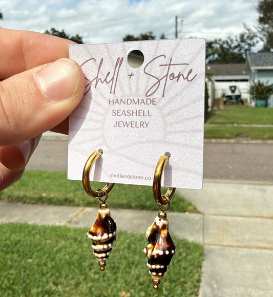 Ceramic Seashell Hoops in Various Colors