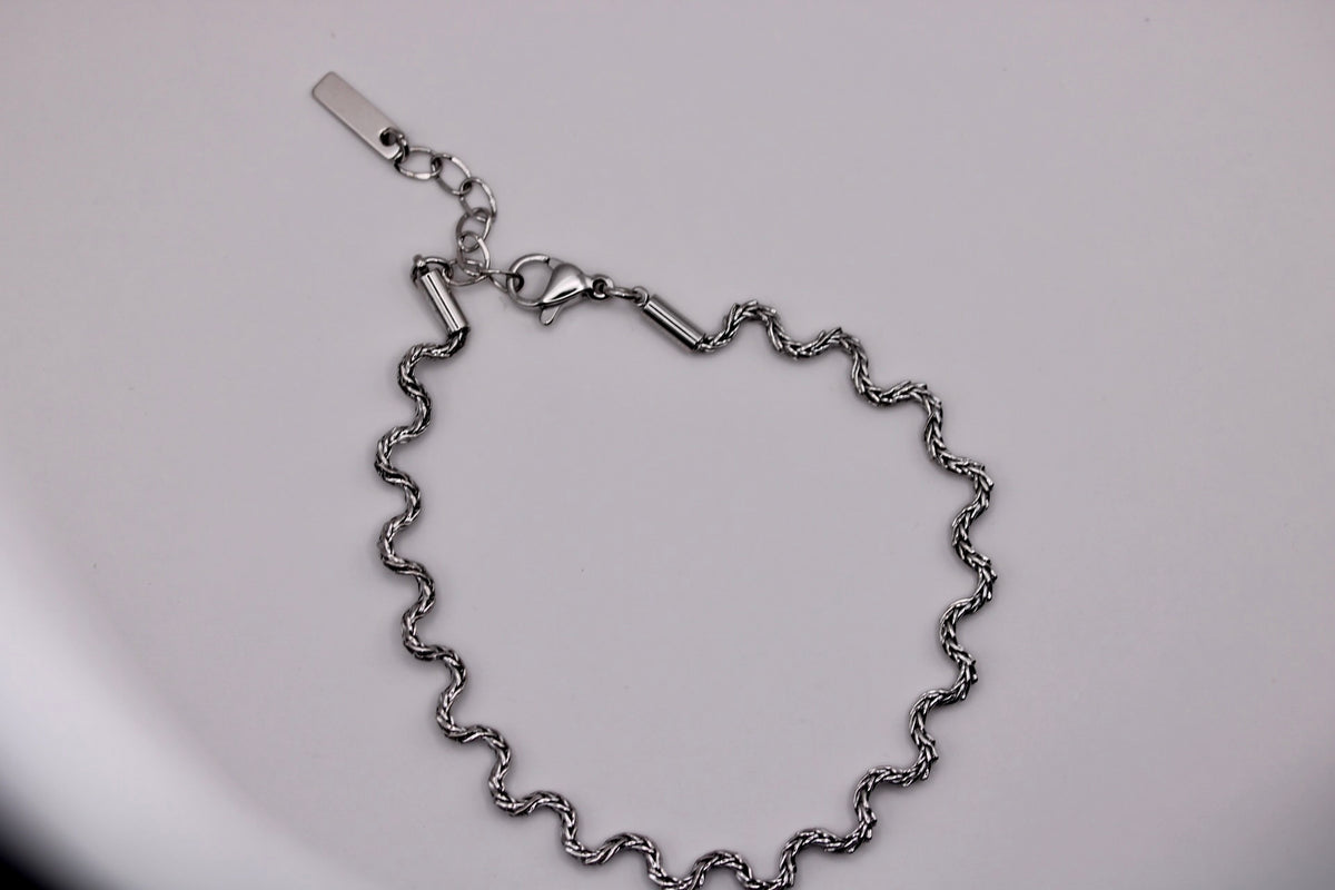 Squiggle Bracelet in Silver + Gold