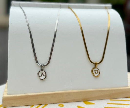The Seaside Initial Necklace - Snake Chain Edition