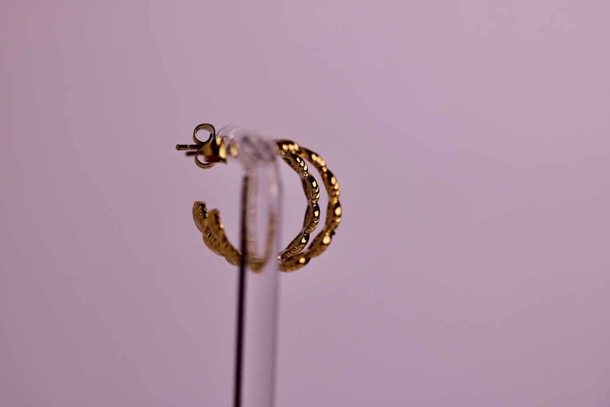 Seashell Half Hoop Stud in Silver + Gold