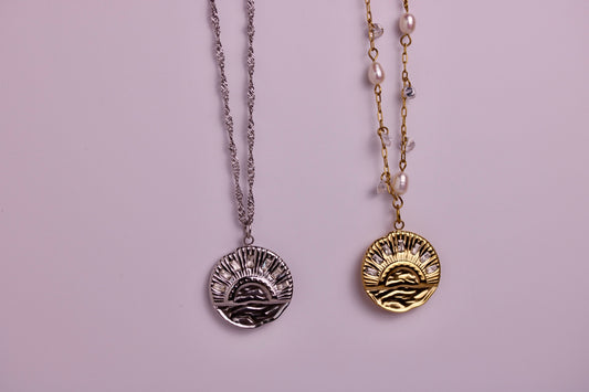 Sunburst Necklace in Silver + Gold