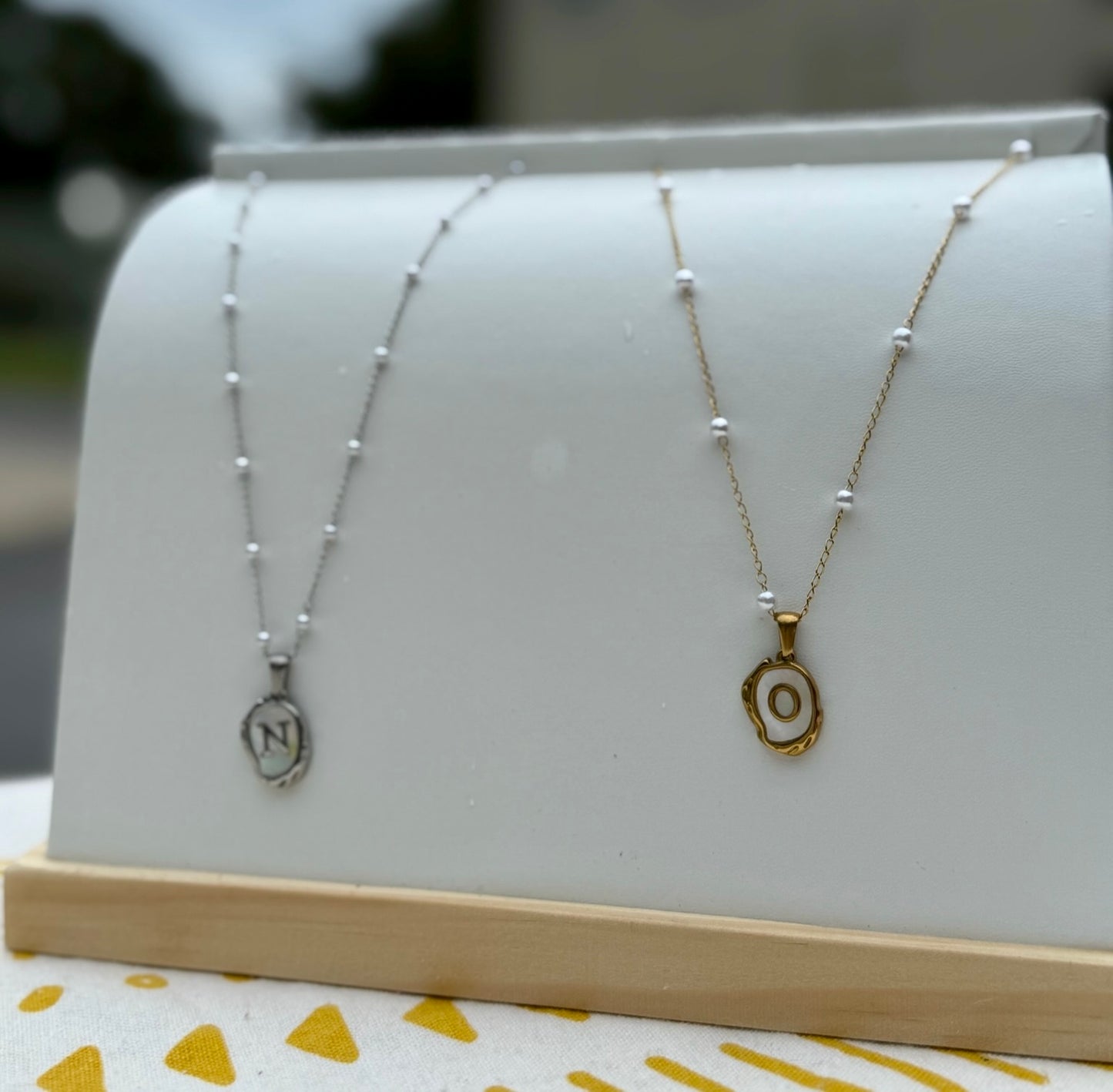 The Seaside Initial Necklace - Pearl Chain Edition