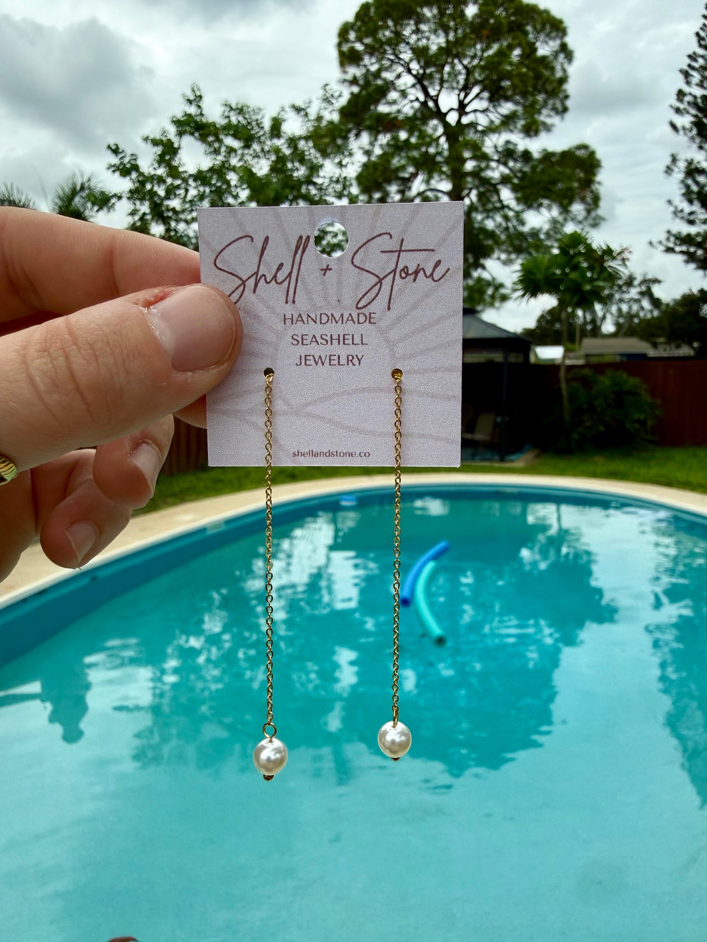 Sunset Pearl Drop Studs