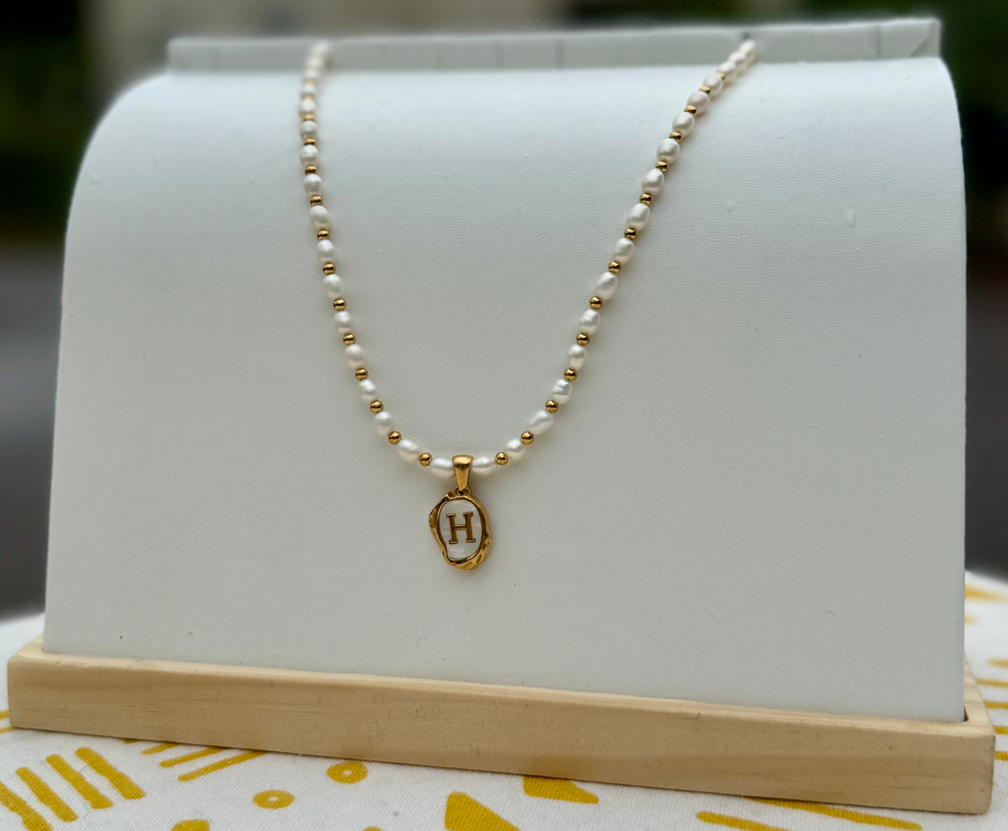 The Seaside Initial Necklace - Beaded Pearl Chain Edition