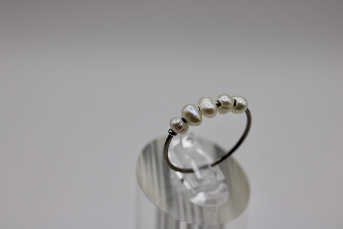 Pearl Cluster Ring in Silver + Gold