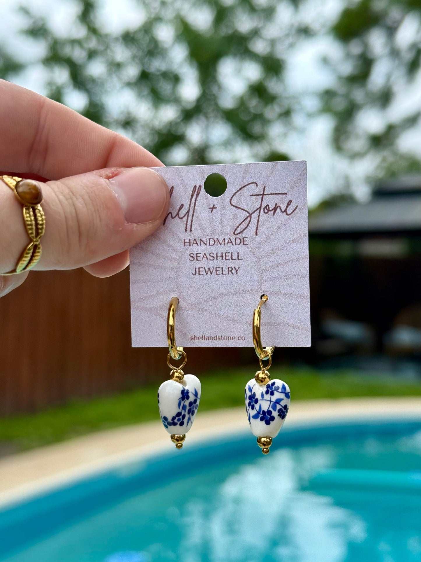 Seaside Porcelain Hoops