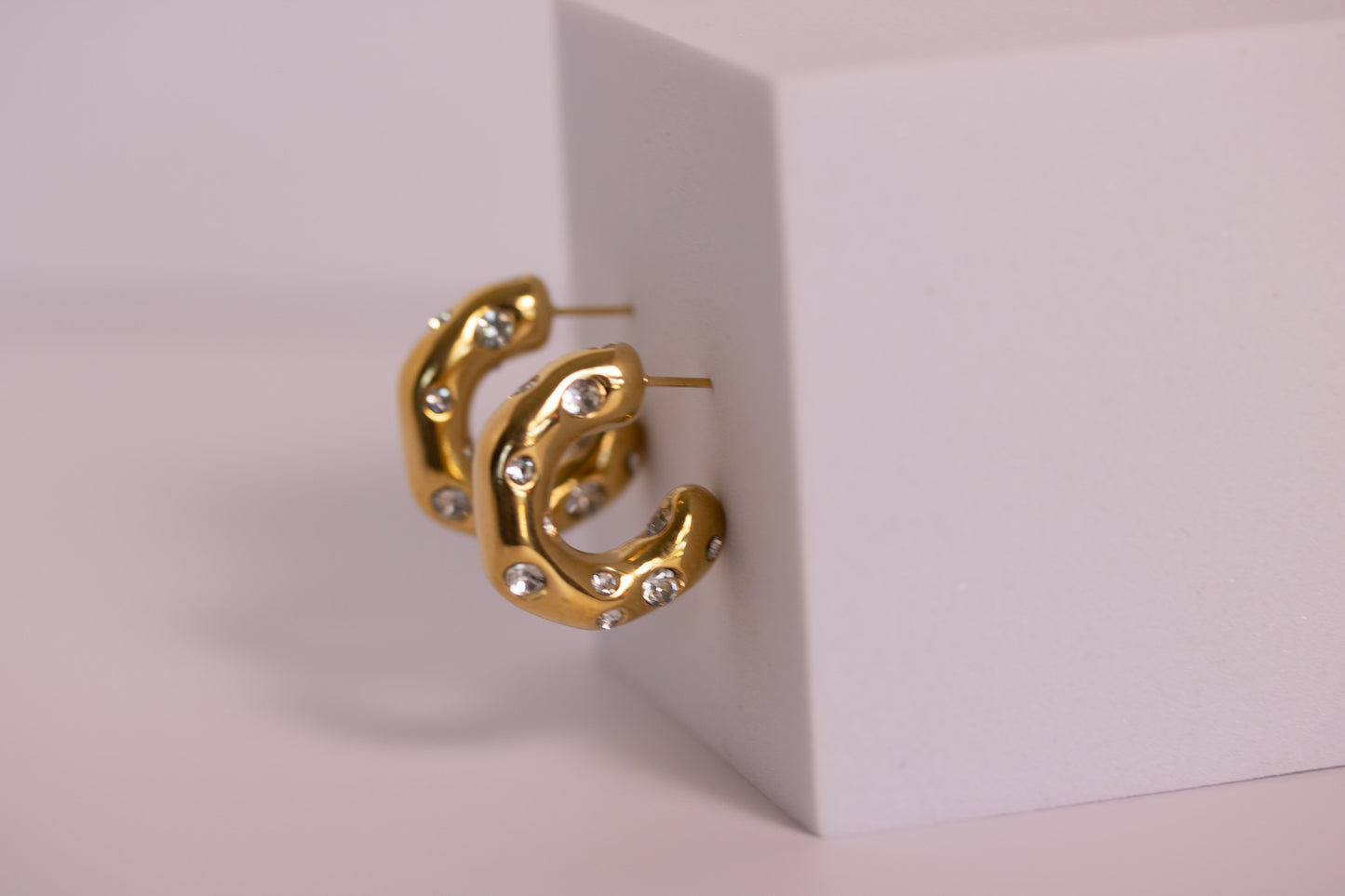 Shimmer Crest Hoops — Crystal Clear