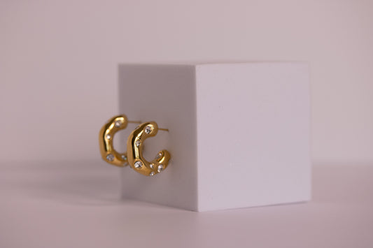 Shimmer Crest Hoops — Crystal Clear