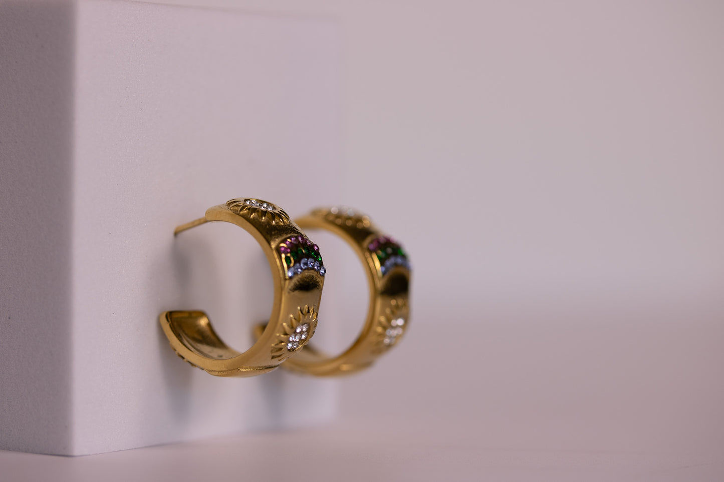 Solstice Gem Hoops — Gold + Silver