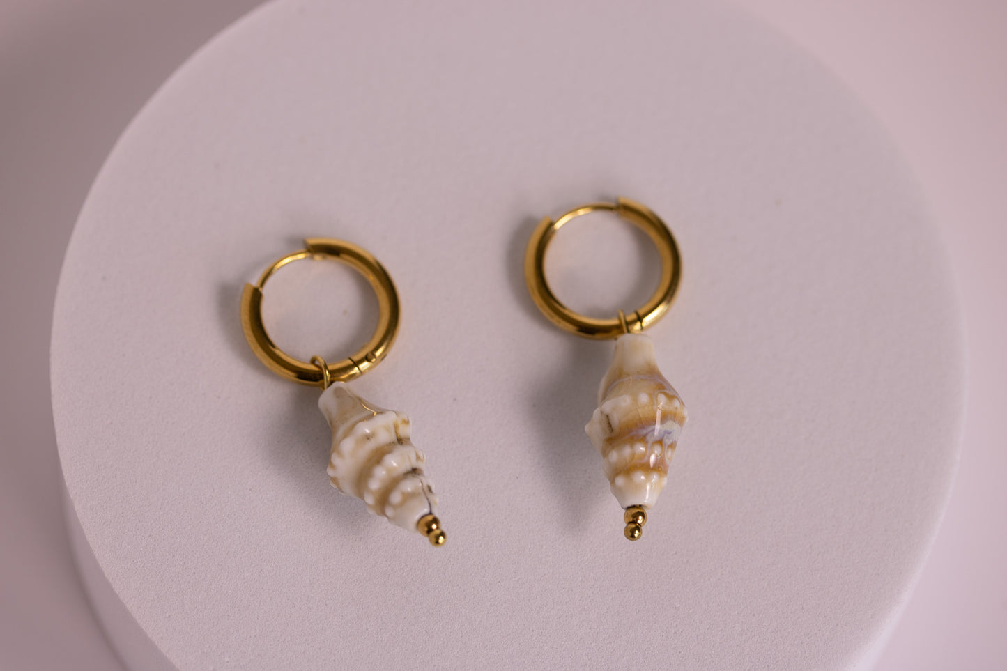 Ceramic Seashell Hoops in Various Colors