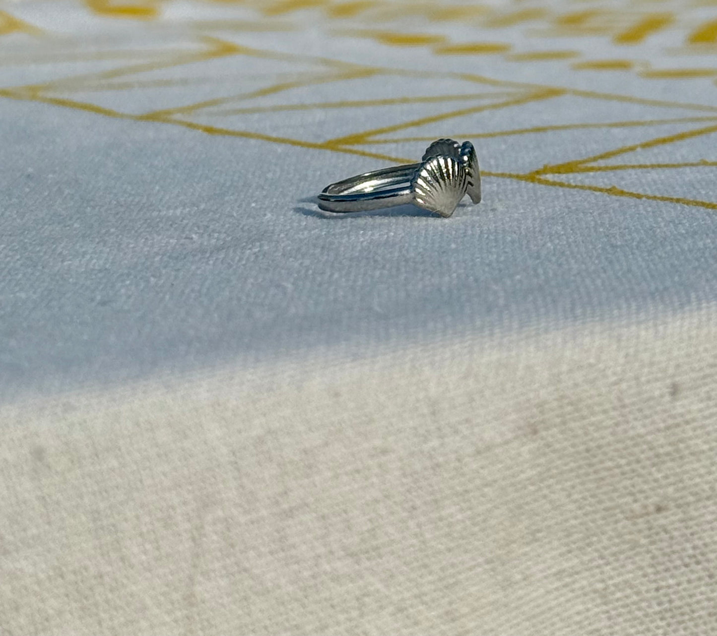 Shell Halo Ring in Silver + Gold