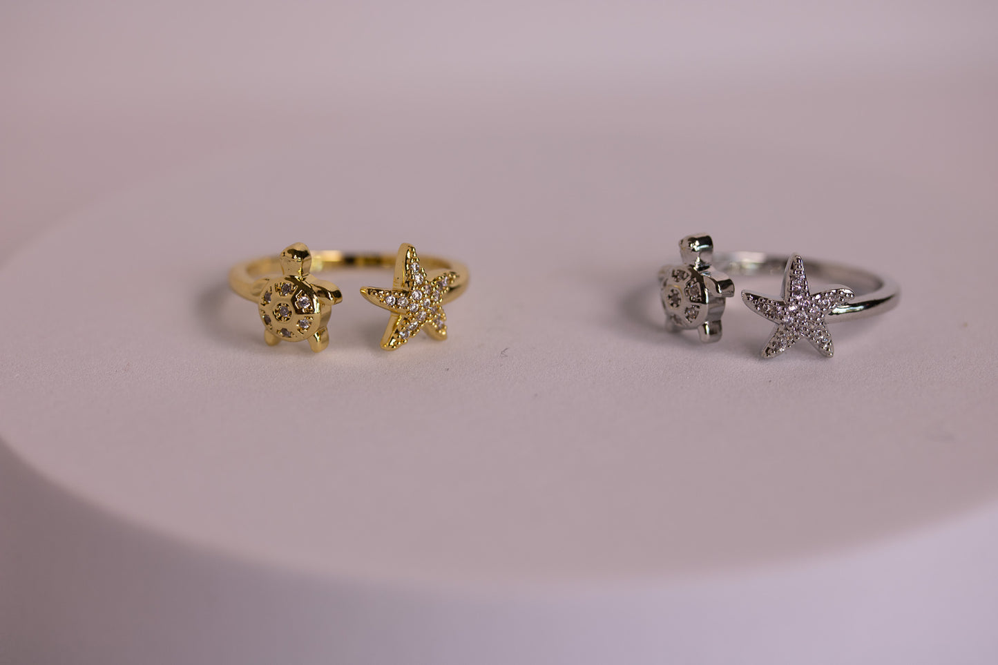 Turtle Tales Ring in silver + Gold