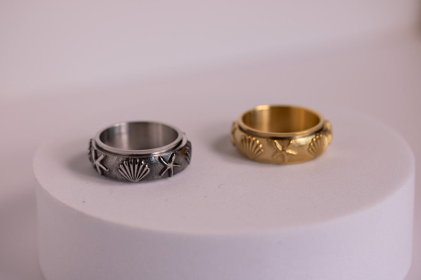 Rip Current Fidget Ring in Silver + Gold