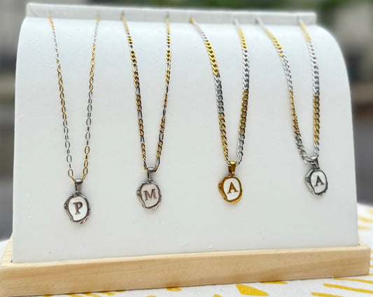 The Seaside Initial Necklace - Two Toned Various Chain Edition