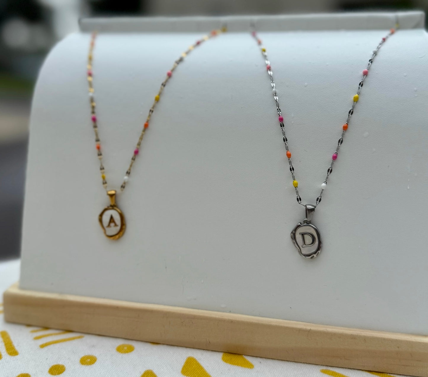 The Seaside Initial Necklace - Saltwater Confetti Edition