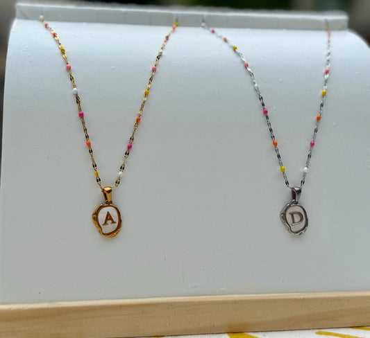 The Seaside Initial Necklace - Saltwater Confetti Edition