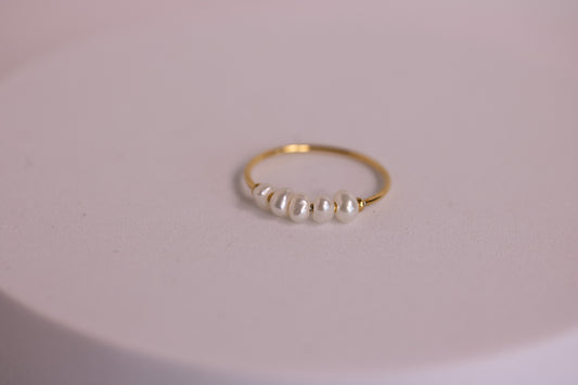 Pearl Cluster Ring in Silver + Gold
