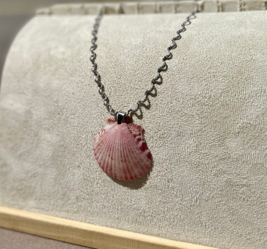 The Ripple Necklace- Rose Seashell Silver + Gold