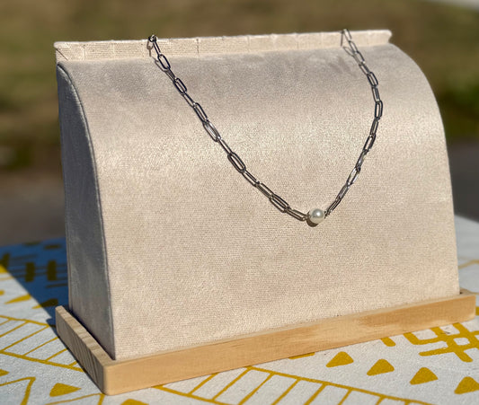 The Pearl Link Necklace in Silver + Gold