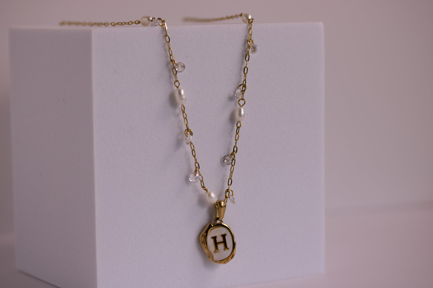 The Seaside Initial Necklace - Dancing Pearls Edition
