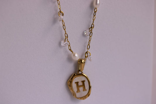 The Seaside Initial Necklace - Dancing Pearls Edition