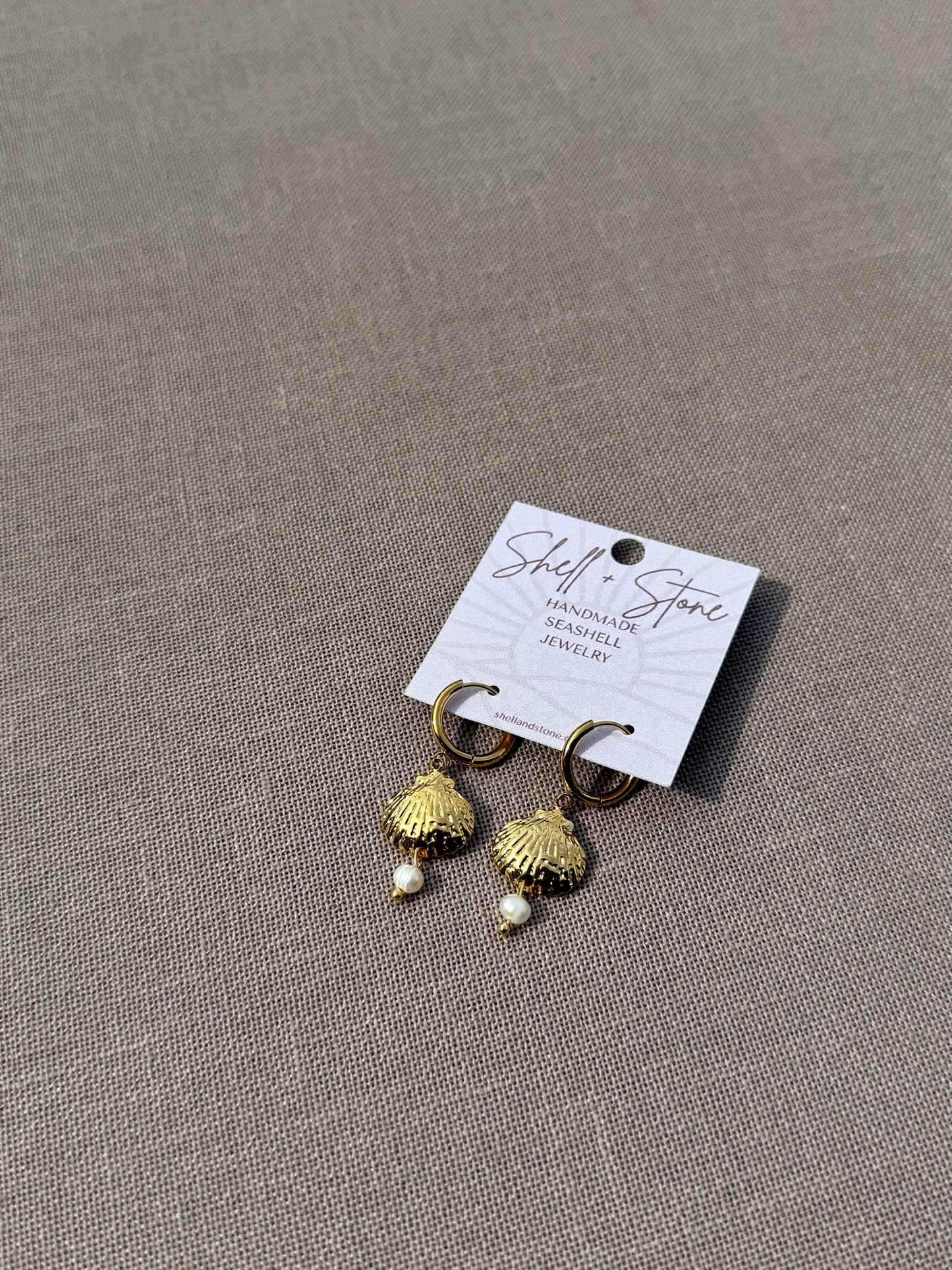 Shell Pearl Drop Hoops