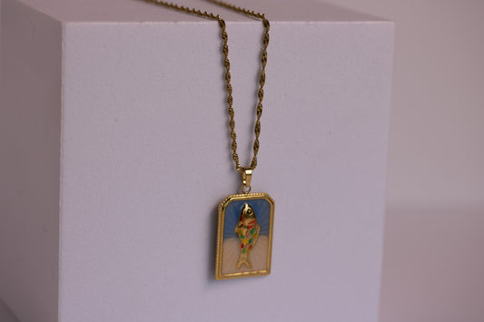 Mosaic Fish Pendant Necklace