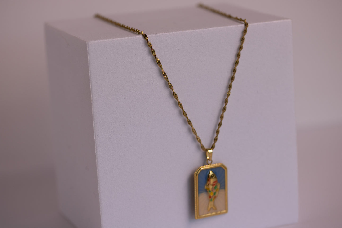 Mosaic Fish Pendant Necklace