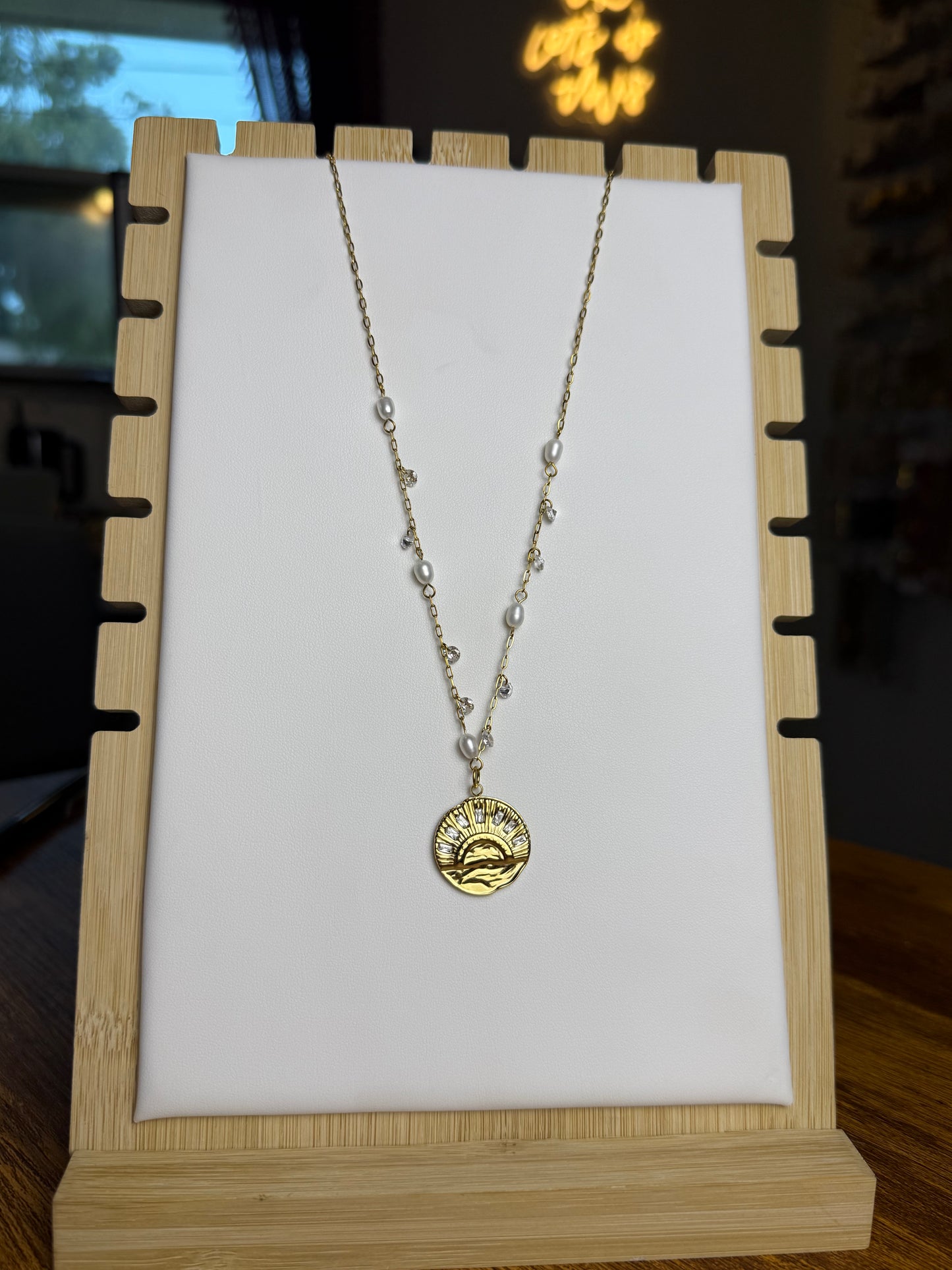Sunburst + Dancing Pearls Necklace