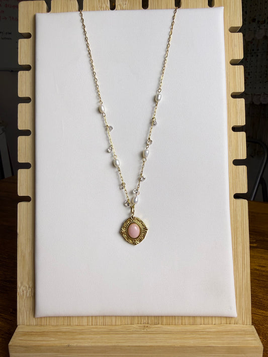Rose Quartz + Dancing Pearls Necklace