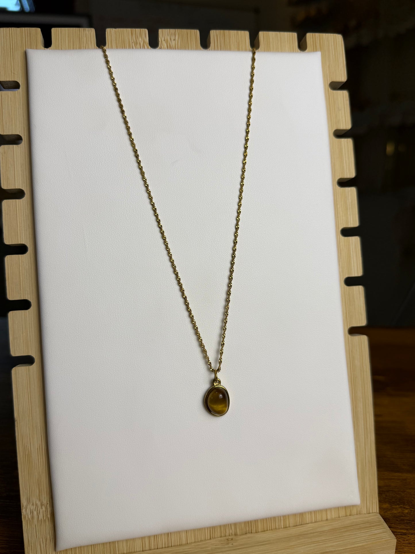 Tigers Eye + Singapore Necklace