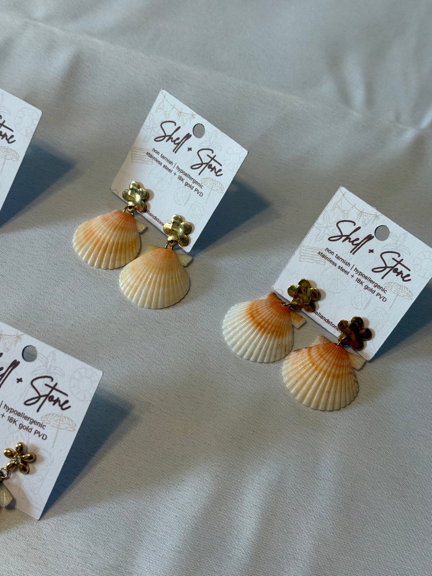 Various Seashell Earrings - Gold Studs