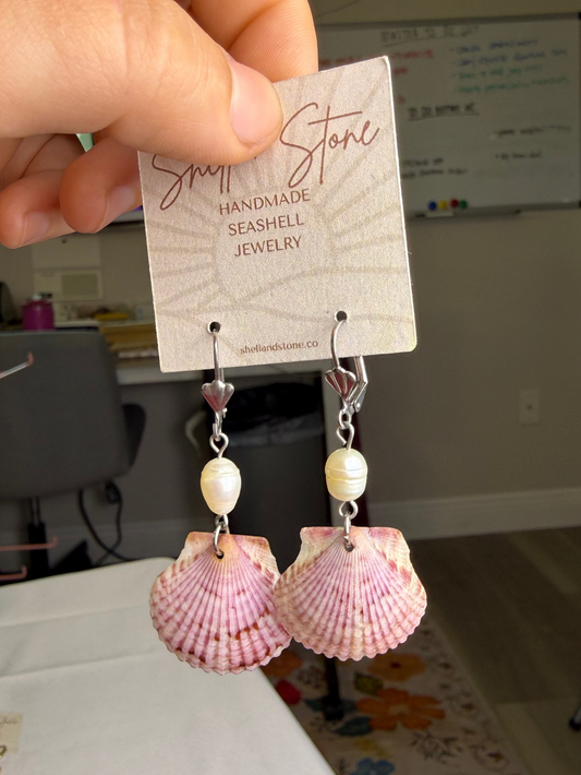 Vintage Inspired Seashell Earrings - Silver