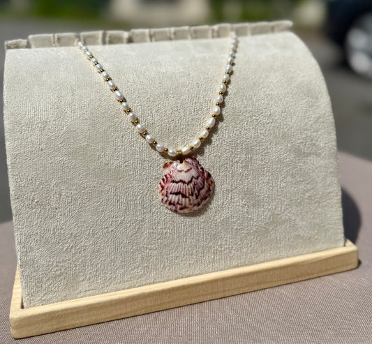 The Pearl Puddles Necklace - Wildberry Cran Seashell Edition