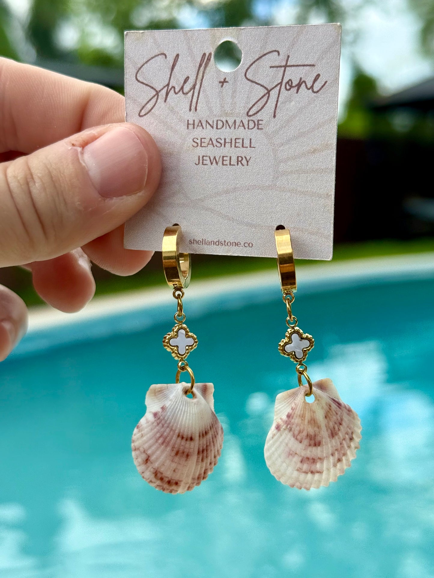 Maroon Seashell Mirage Hoops