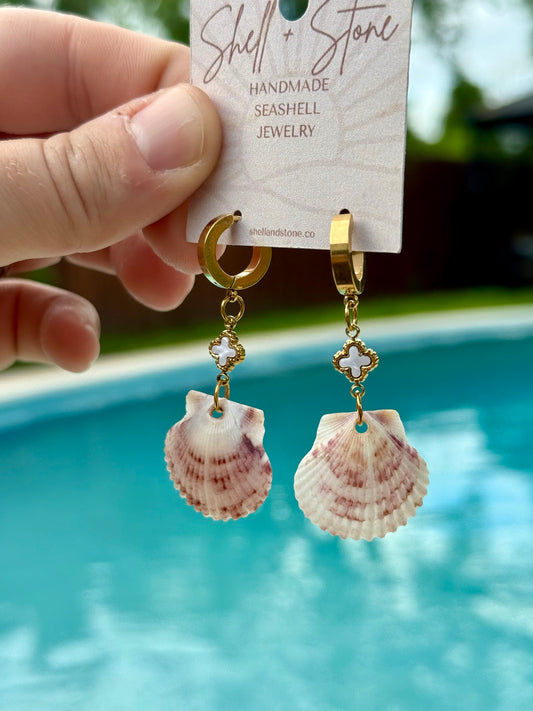 Maroon Seashell Mirage Hoops