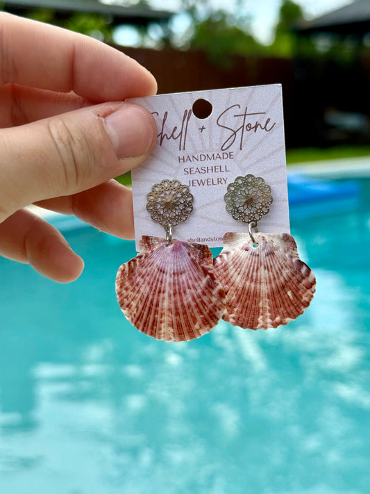 Vintage Rose Shell Studs