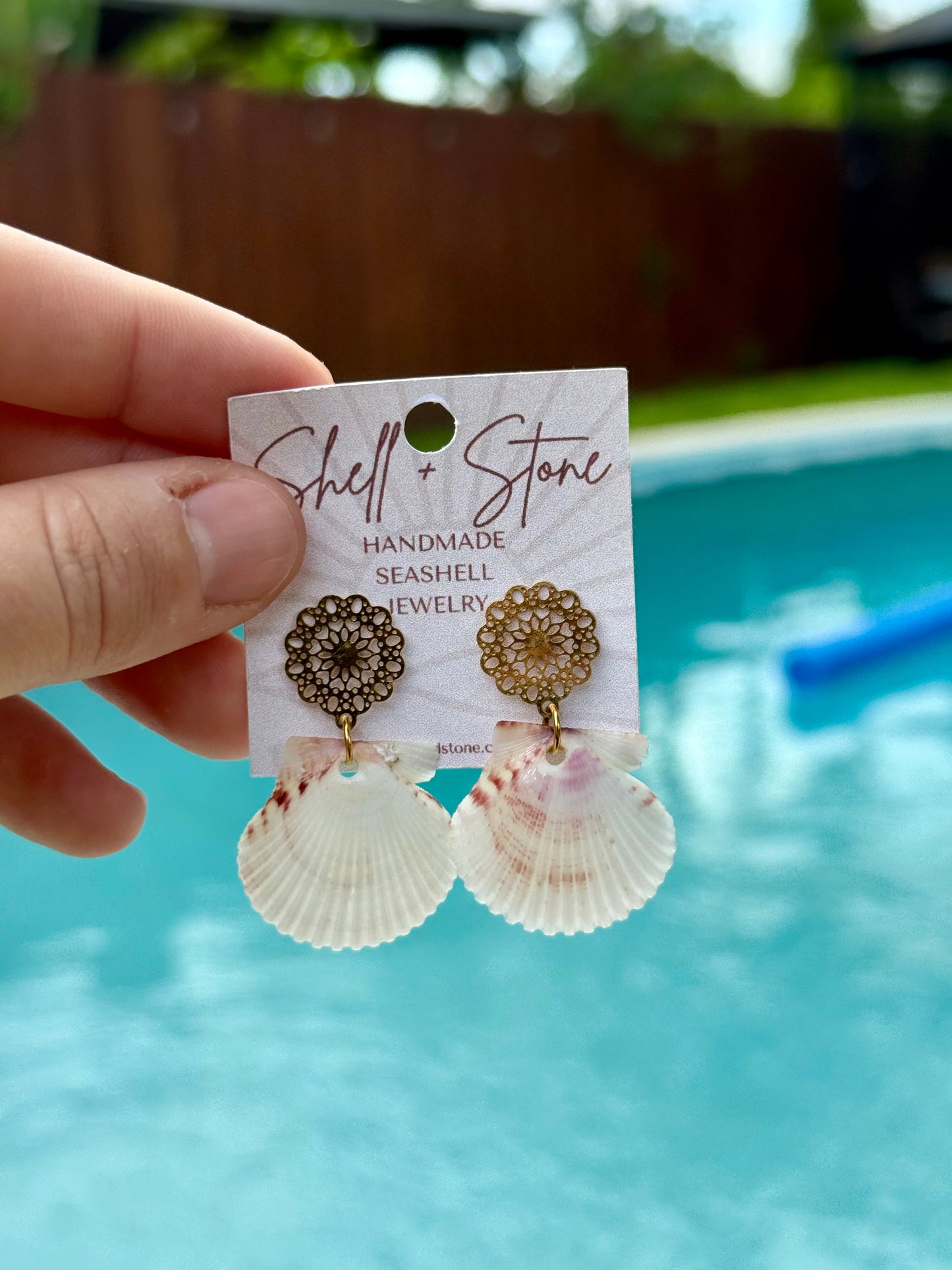 Coastal Cameo Shell Studs