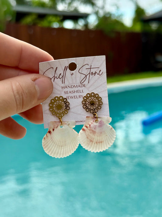 Coastal Cameo Shell Studs