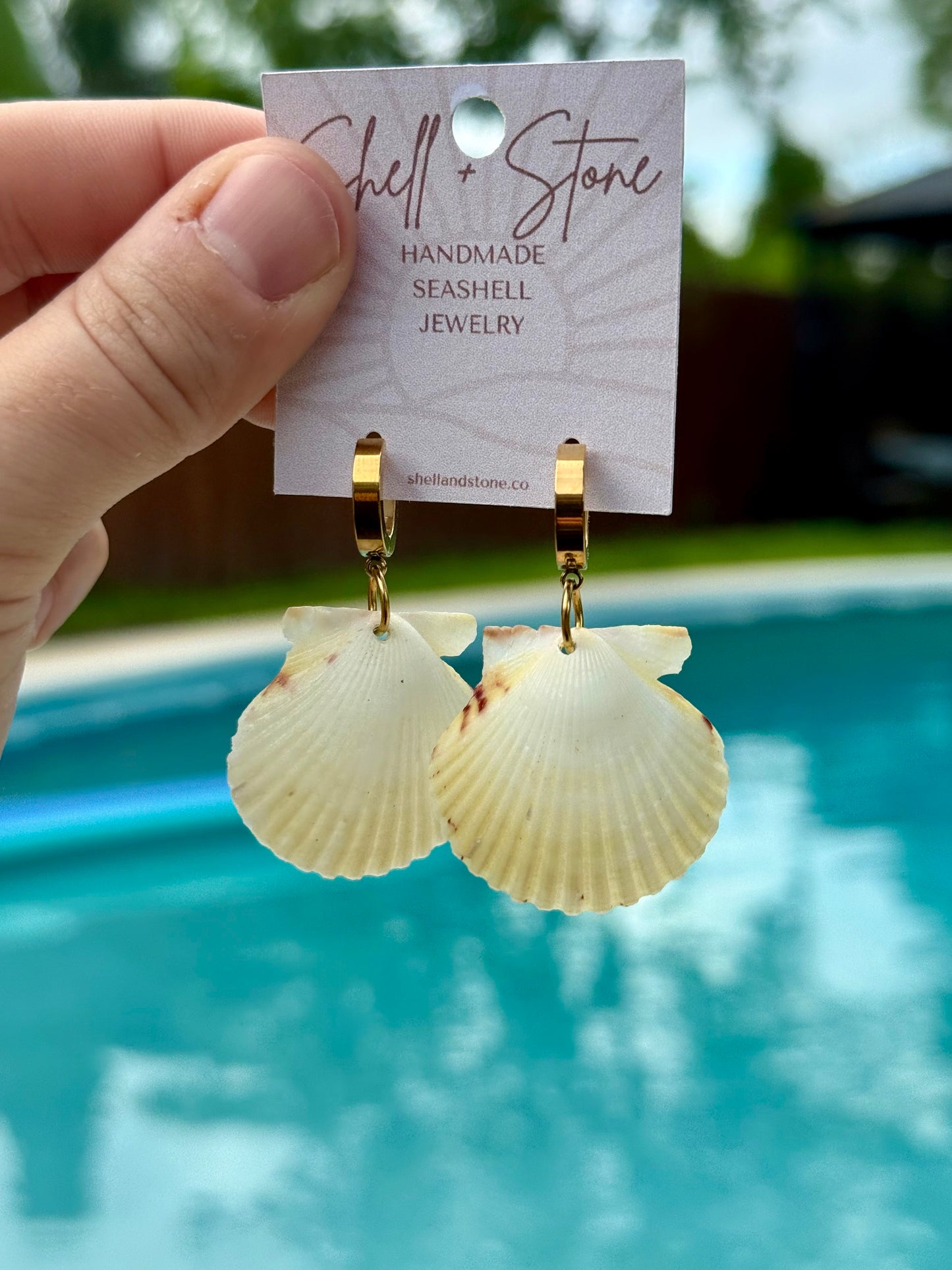 Lemon Zest Seashell Hoops