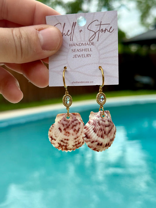 Coral Dusk Seashell Earrings