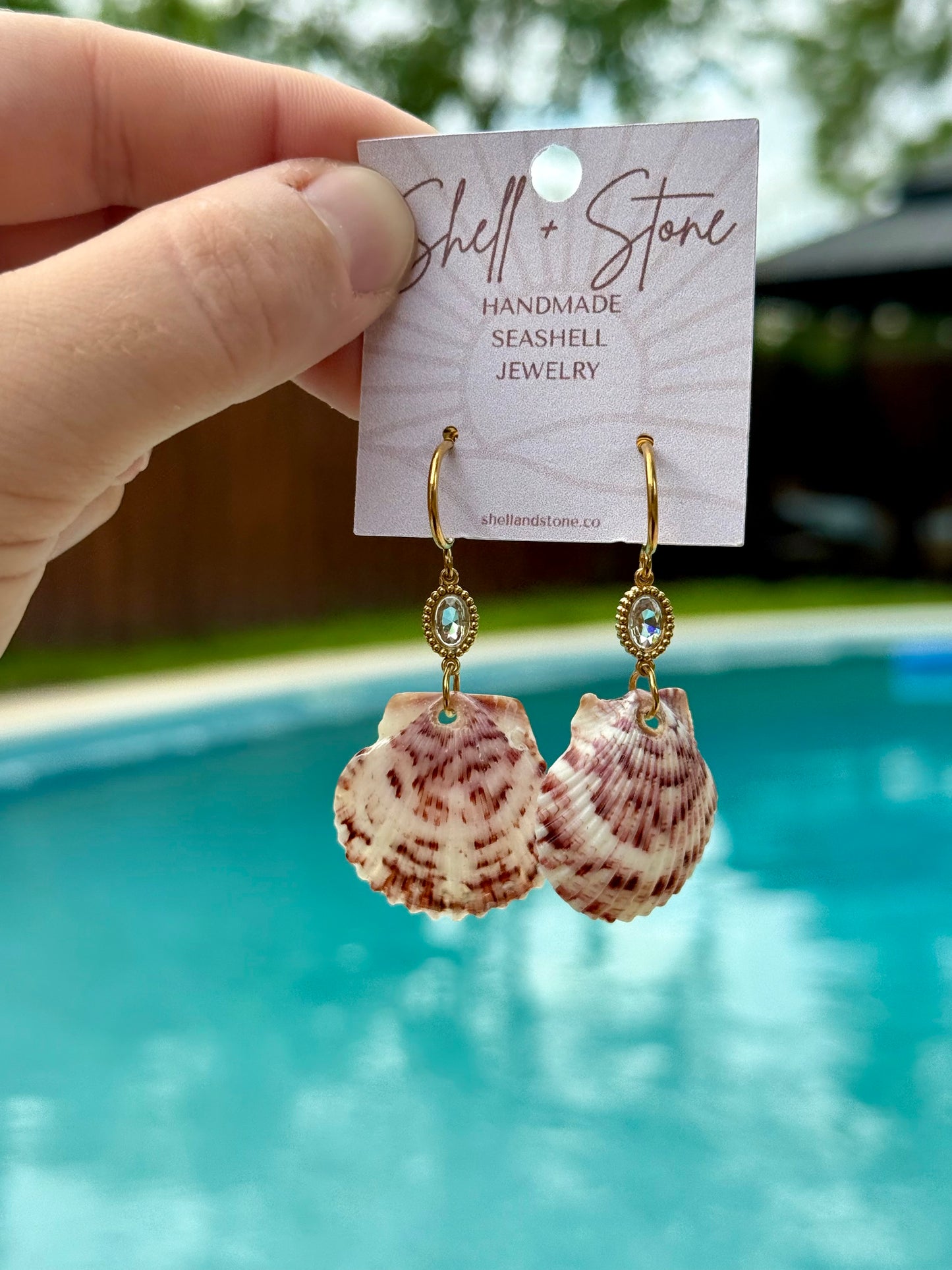 Coral Dusk Seashell Earrings