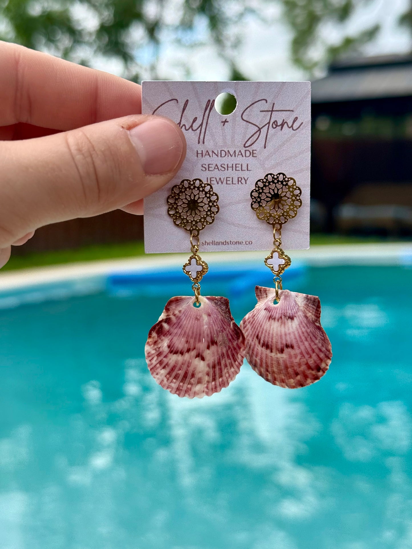 Rose Current Seashell Earrings