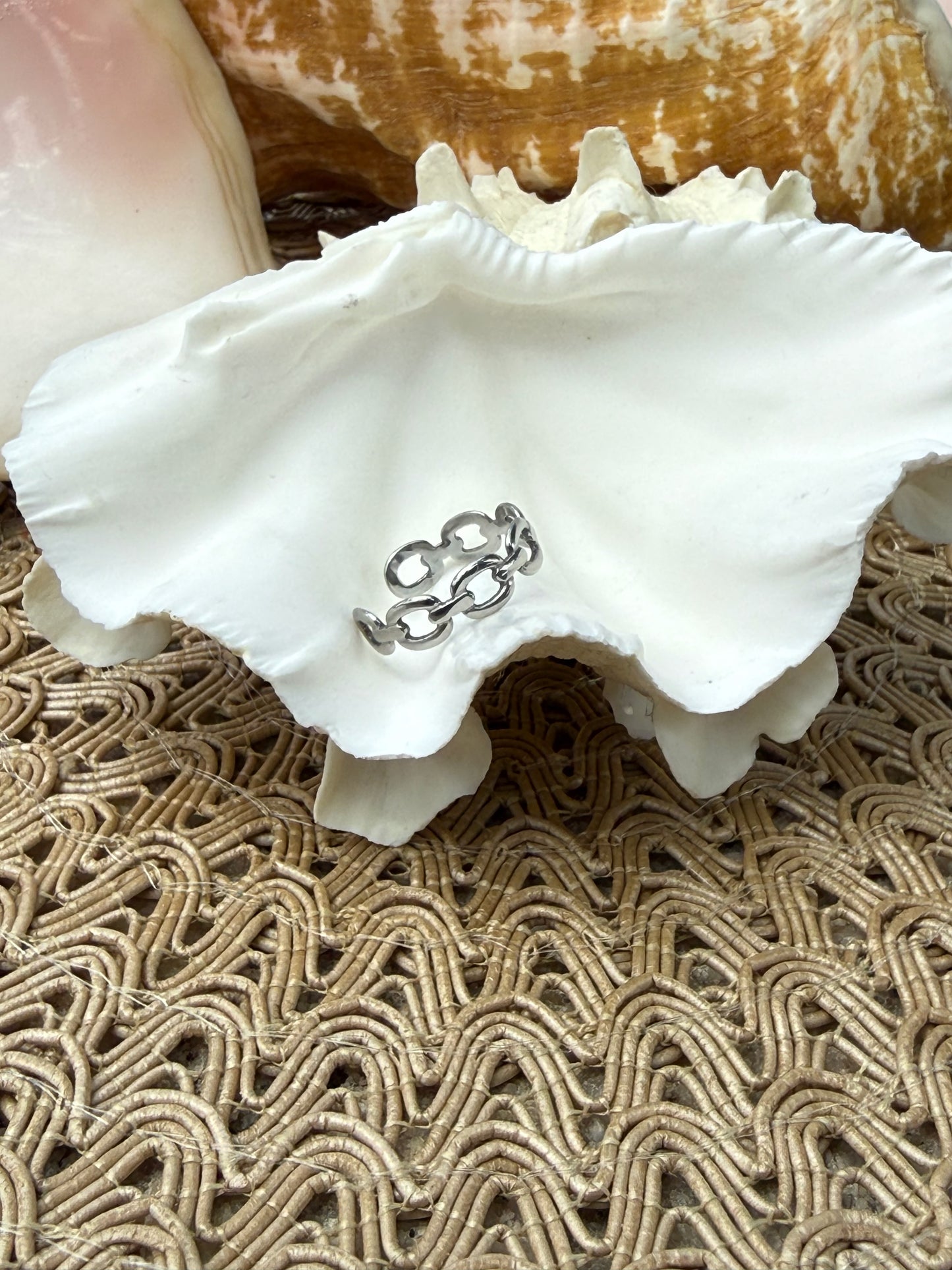 Chain Link Ring in Silver + Gold