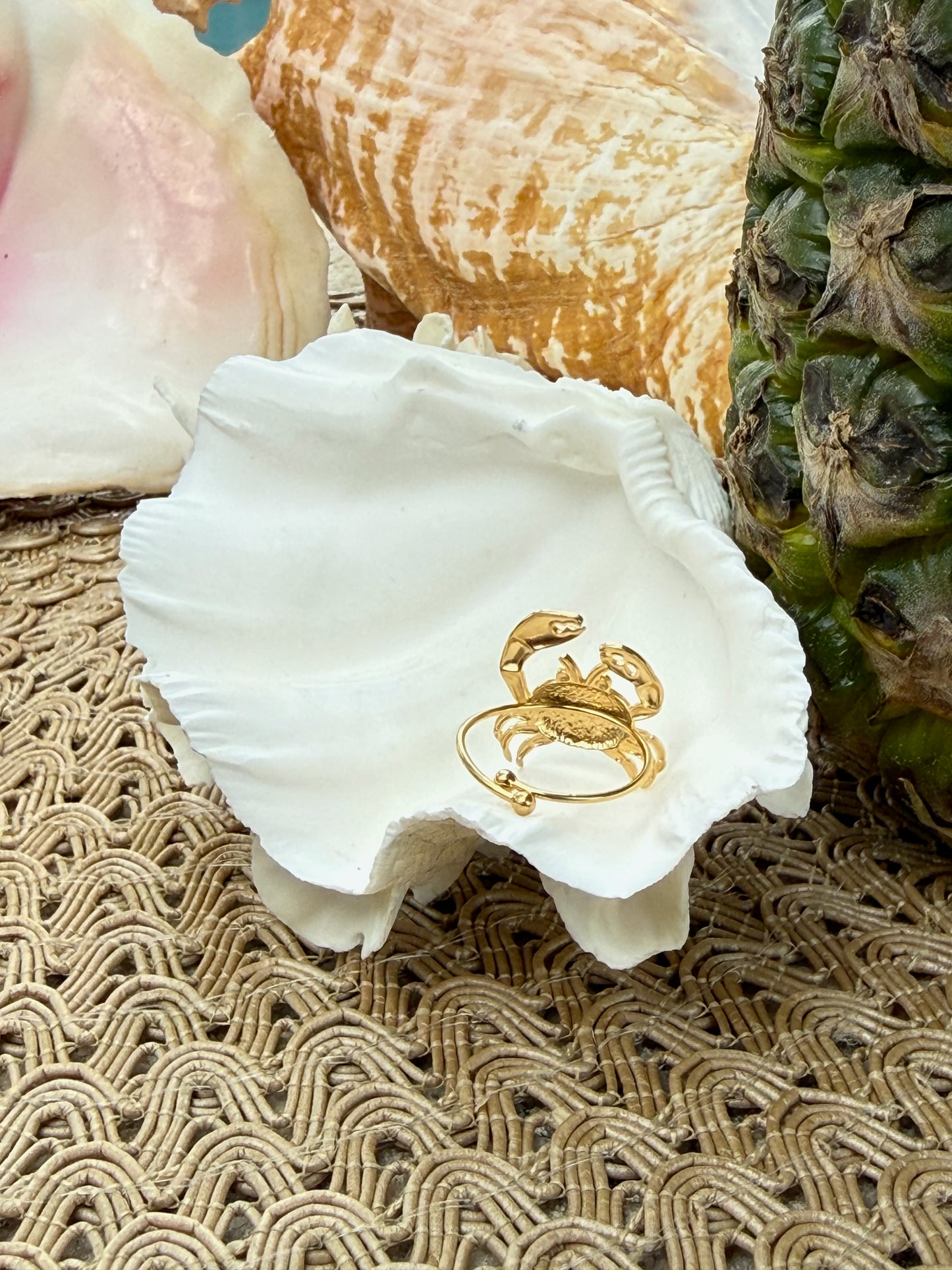 Crab Ring in Silver + Gold